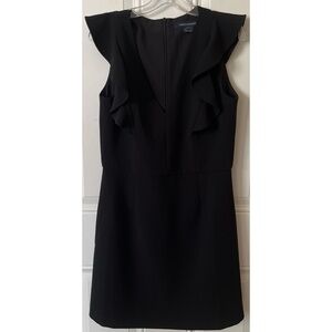 French Connection Size 10 Black Ruffle Mini Dress